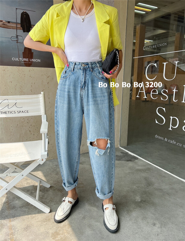 [Bobo] Korean loose hole Harlan jeans 3200# cqw