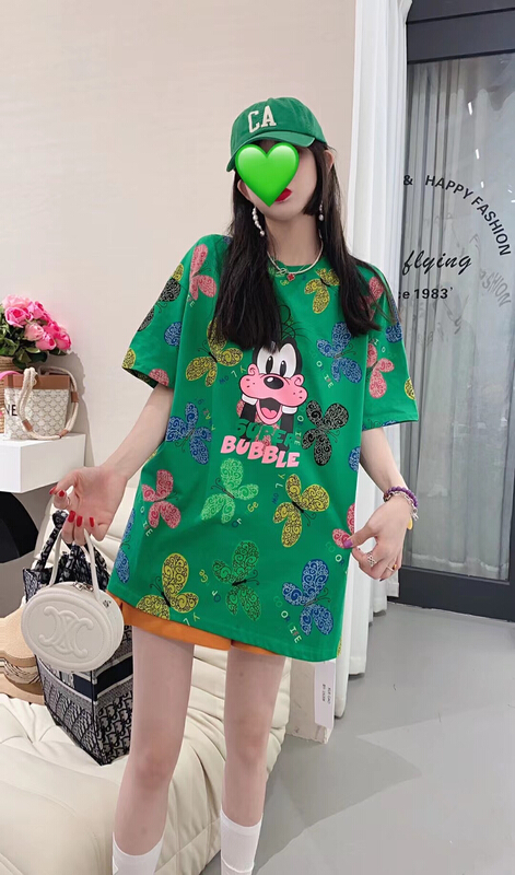 [wlady] crew neck loose print short sleeve T-shirt 381# WTT
