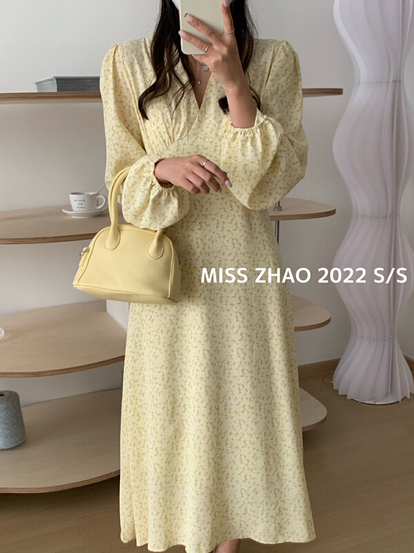 New year in early spring! [misszhao] V-neck floral lace up dress 9209# HBx