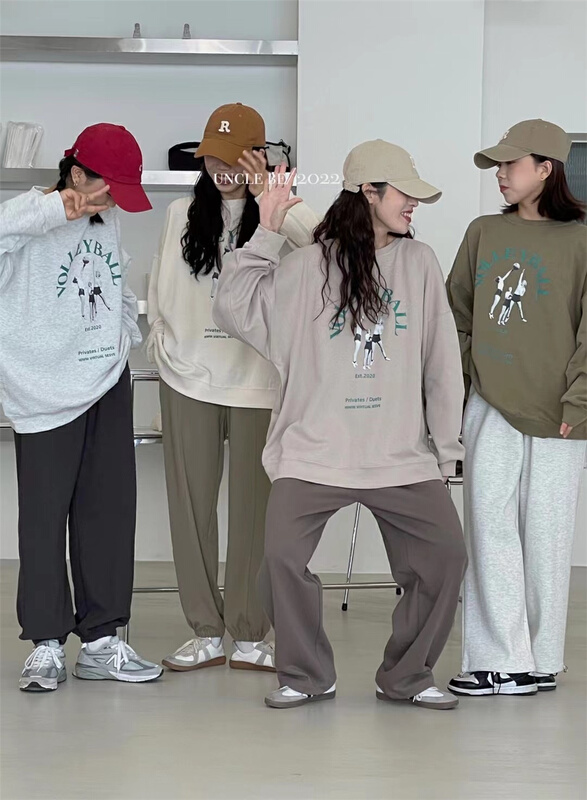 早春上新！【UNCLE BE】三女孩圓領寬鬆衛衣  3008#  XYY
