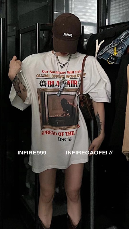 [East room] Korean large letter printed short sleeve T-shirt 9293# WTT