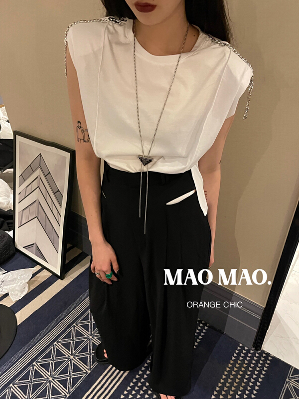 [Maomao] heavy industry chain shoulder padded vest / sling (without necklace) 728# WTT