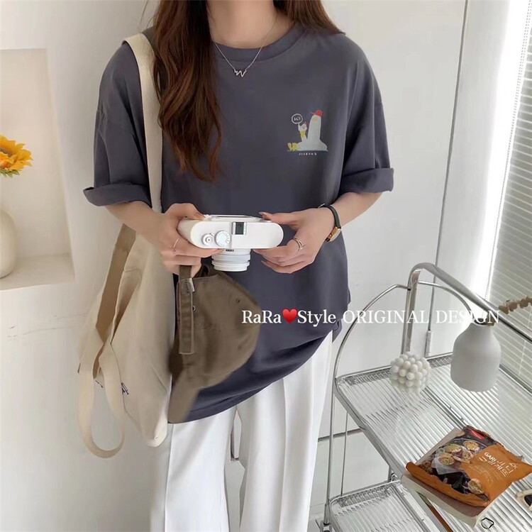 [rara] duckling printed lazy short sleeve T-shirt 63022# LSL