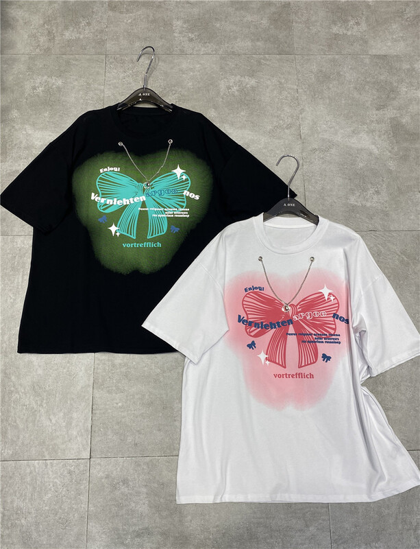 [didi] bow chain loose short sleeve T-shirt (detachable with chain) 5155# ozq