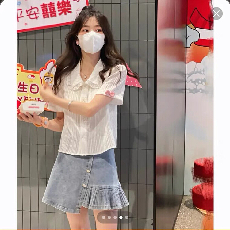 New in early summer! [L.L studio] Japanese doll neck short sleeve shirt 7593# PCZ