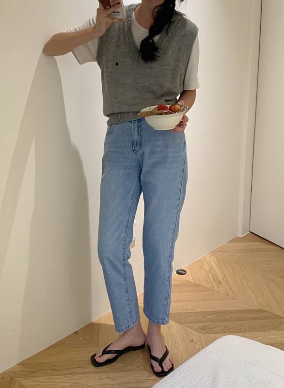 [meet me] high waist straight jeans ys-6975# ll