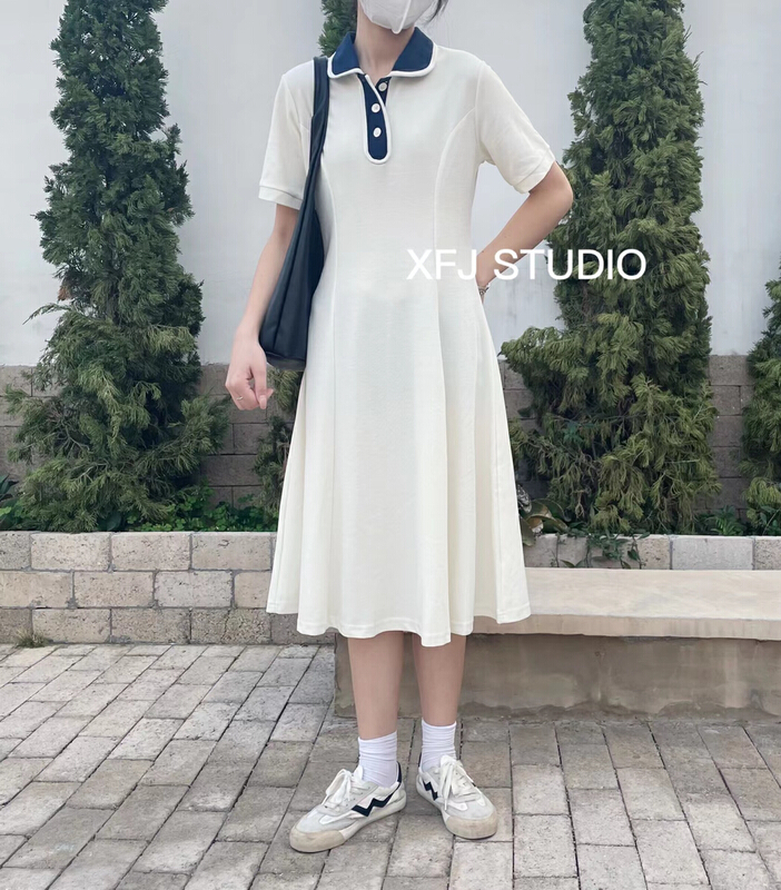 New in early summer! [Xiaofan family] polo collar short sleeve color matching dress 6123# LSW