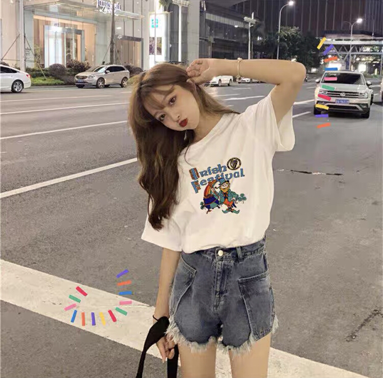 [ziyijia] letter print versatile short sleeve T-shirt 0159# WTT