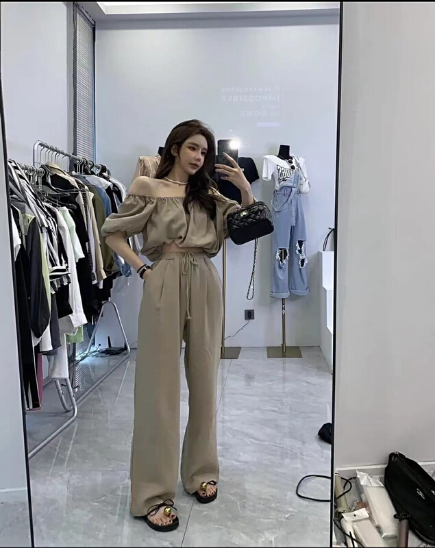 [RM. HH] French style short shirt + slim casual pants set 2031# PCZ