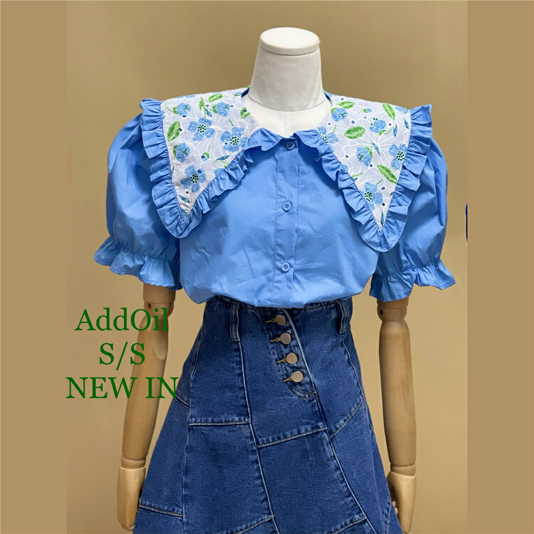 New in early summer! [addoil] Embroidered Floral versatile shirt 2216# zxl