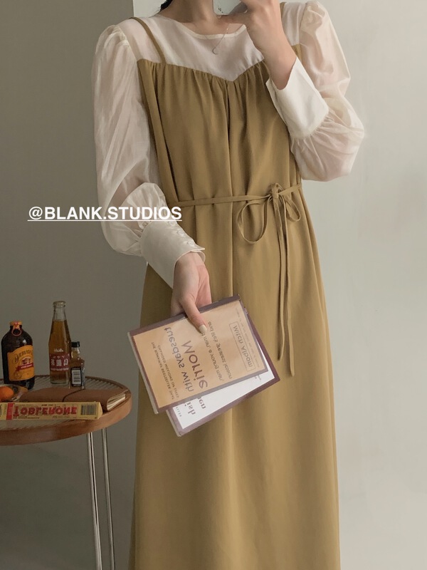 [blank] Korean stitching fake two pieces of age reducing dress 512009# jhy