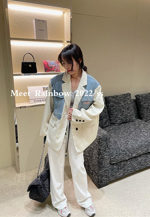goods in stock! New year in early spring! [Meet Rainbow] stitched denim fashion suit 5222# LSL