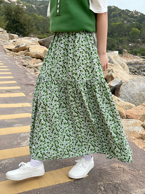 New year in early spring! [Sue studio] front slit floral skirt 22223# ZSY