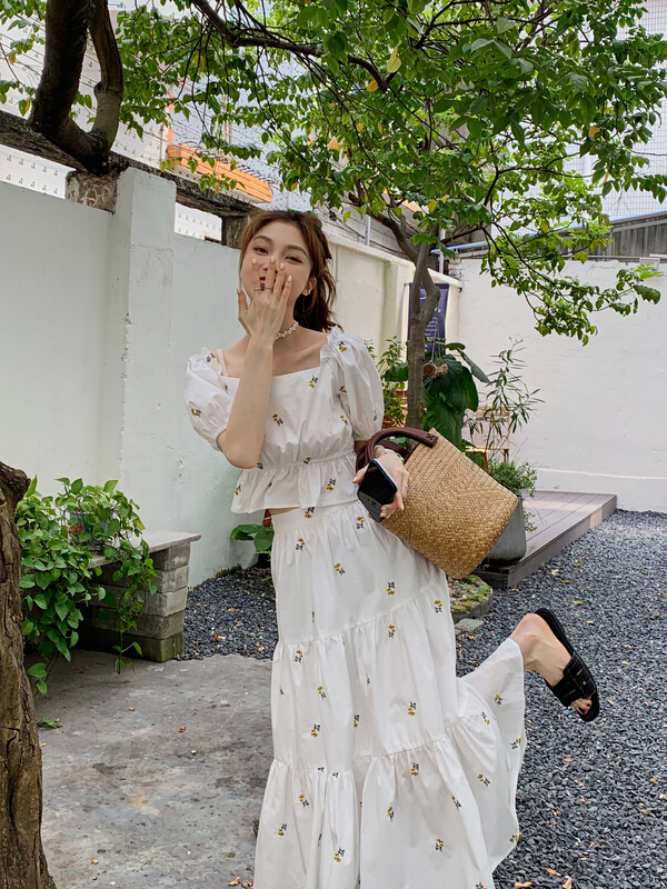 New in early summer! [herb] fashion blouse + mid length skirt two piece suit s22272098# lwy