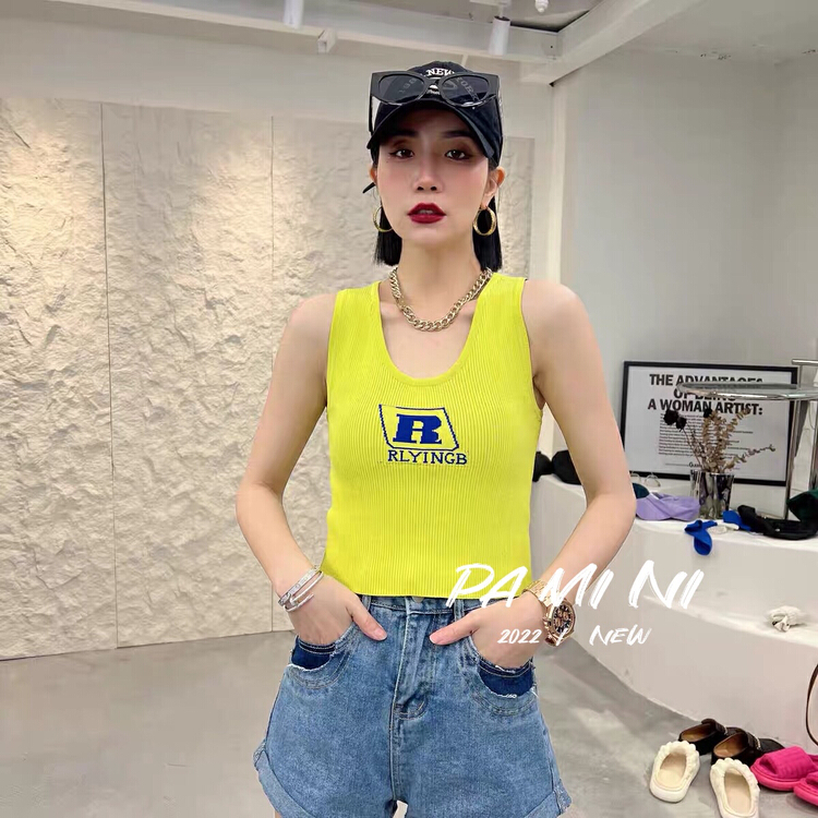 [pamini] personalized versatile letter contrast vest 2225-1# HJC