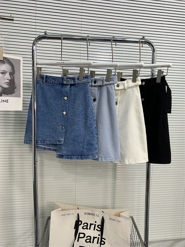 goods in stock! New in early summer! [lucky. Bibi] Korean style irregular denim skirt 909# cqw