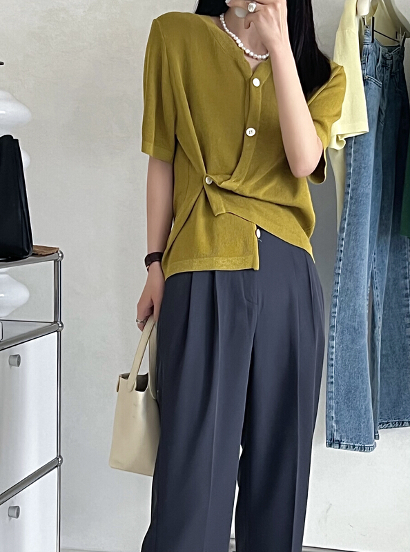 New in early summer! [R n] Korean loose and versatile design sense solid color knitted cardigan 80598# ll