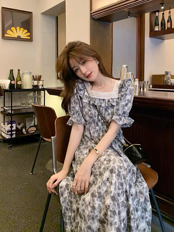 [jun.t] Fashion Square Neck waist dress 5999# PCZ