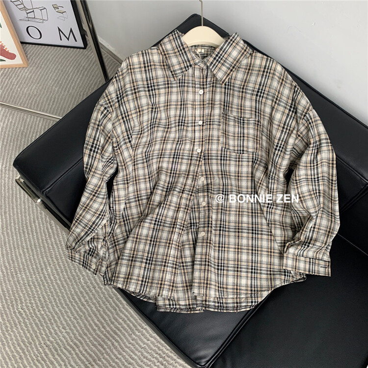 【BONNIE】格紋單排扣時尚襯衫  2303#  XYJ