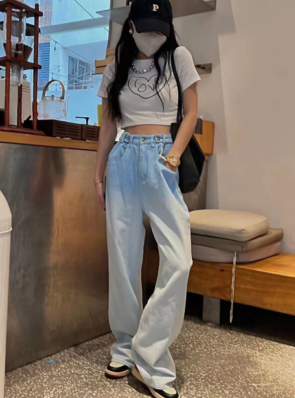[Dido] straight wide leg versatile jeans 1616# LSW