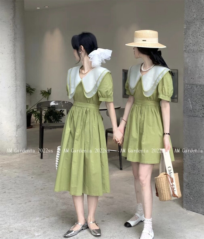 [am] Korean style doll neck mid length dress 3555# JJ