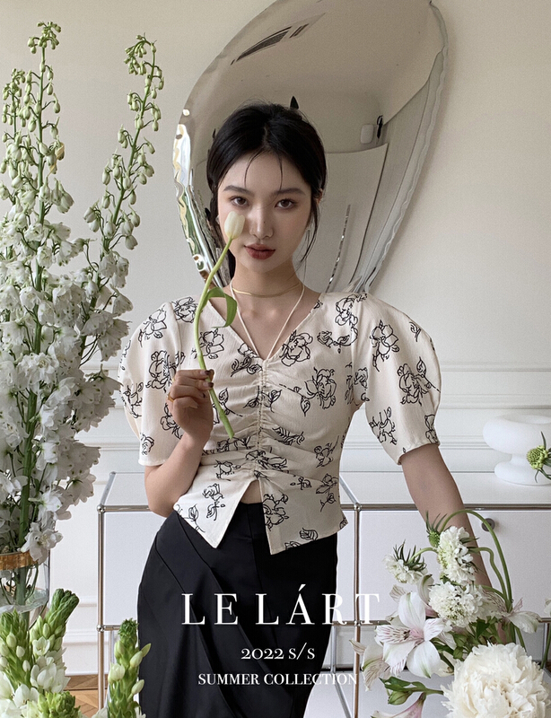 [le lart] high fashion French new national style pure desire wind backless blouse ll2787# XYJ
