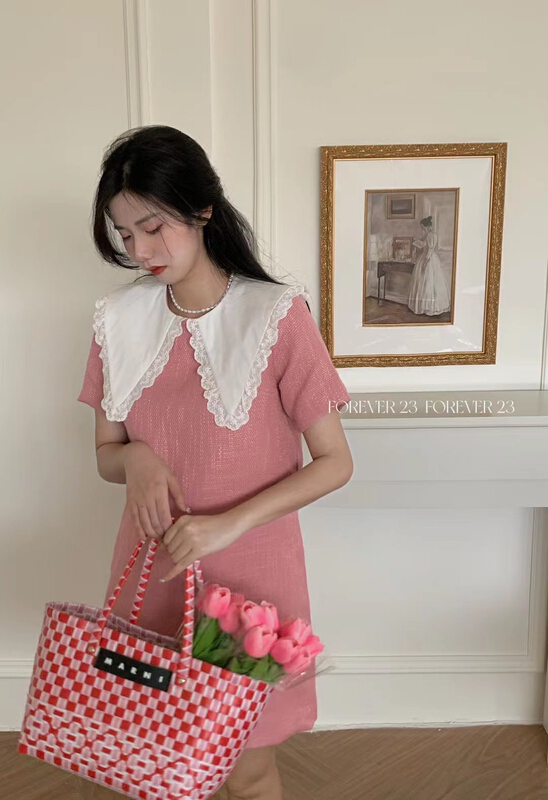 [forever23] Korean version age reducing color matching dress a2073# hjy