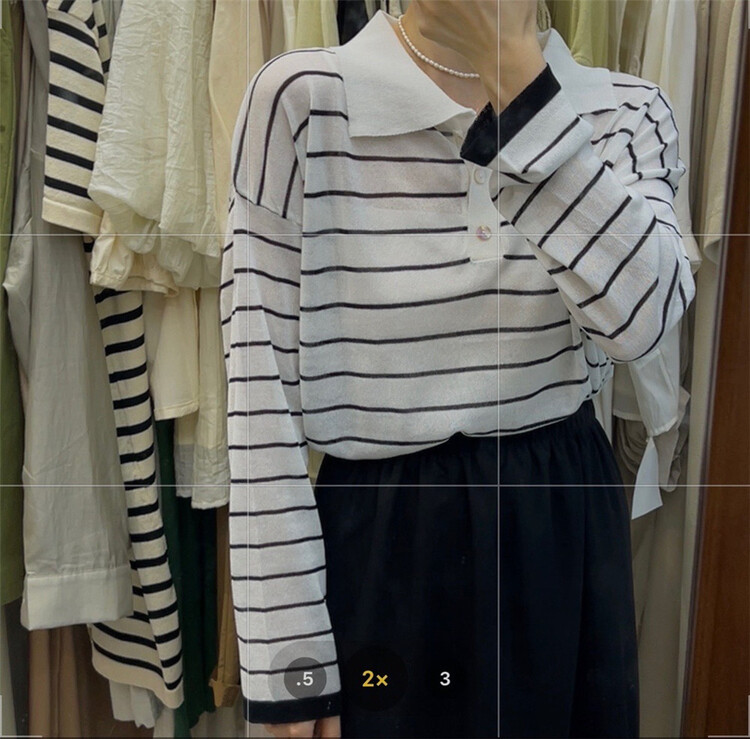 [h-xl] striped Pullover comfortable Korean Polo m3029# ll