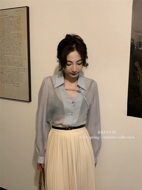 New in early summer! [kuose koser] fashion Versatile Single breasted shirt 89818# WPL