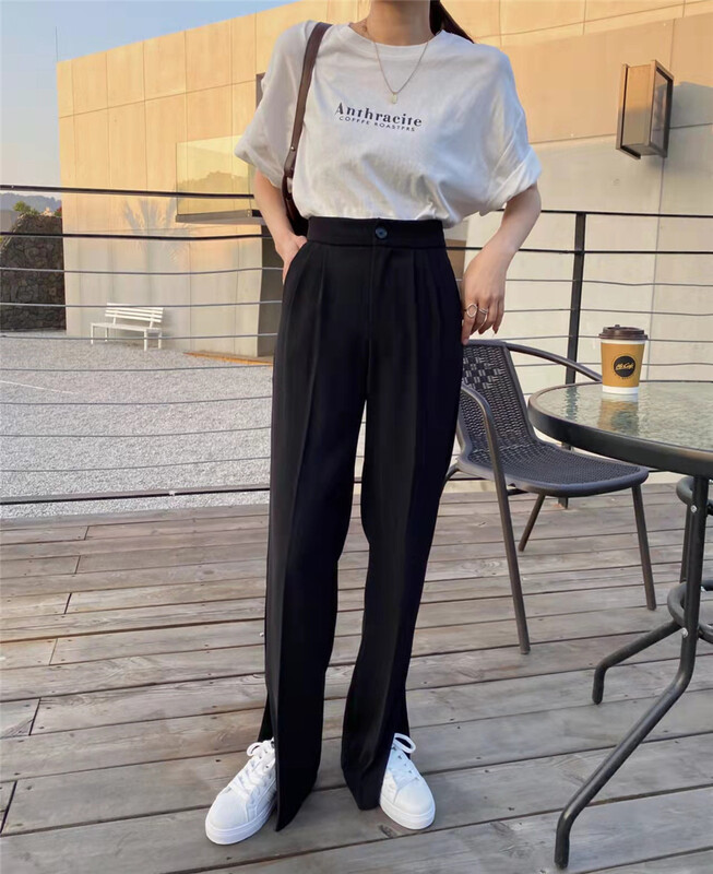 New year in early spring! [chenru] Korean version simple slit straight pants ys3-906# hjy