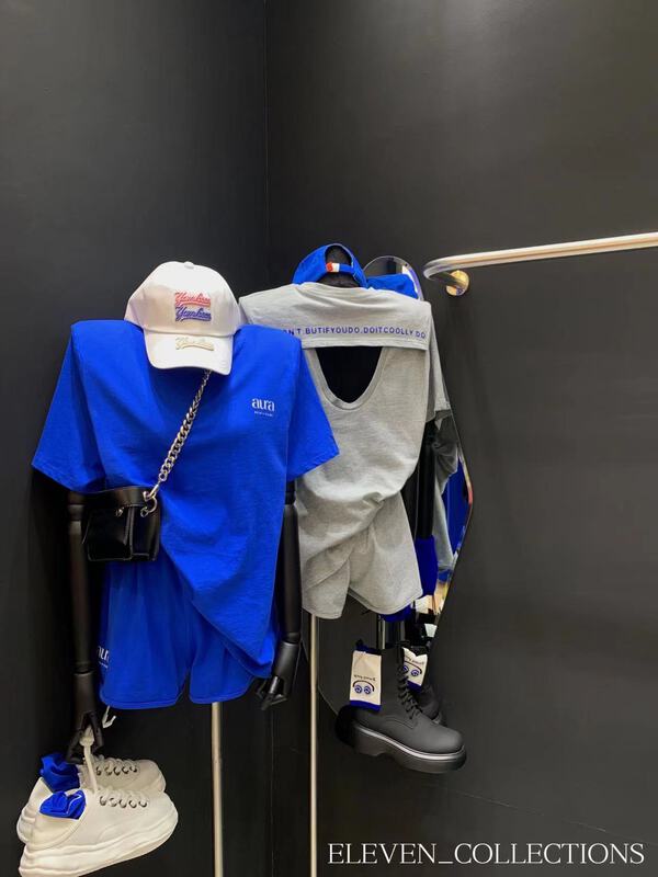 [UN. Collections] simple loose letter short sleeve T-shirt + sports casual Shorts Set 80108# ozq
