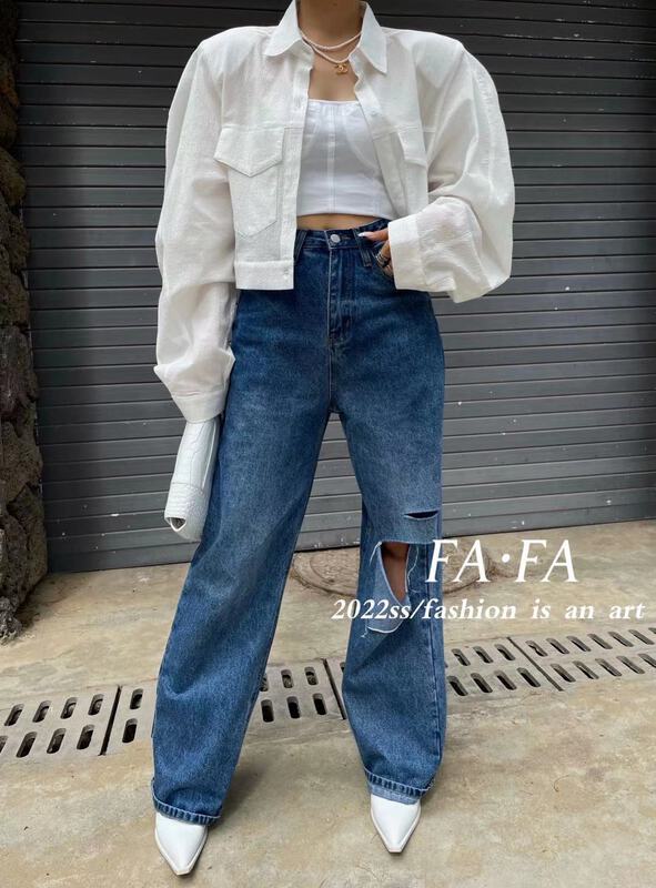 New in early summer! [Fafa] Korean personalized versatile jeans 18609# zxl