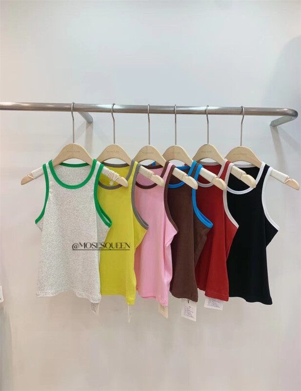 New in early summer! [moss queen] contrast crew neck versatile vest / sling 50286# XYY
