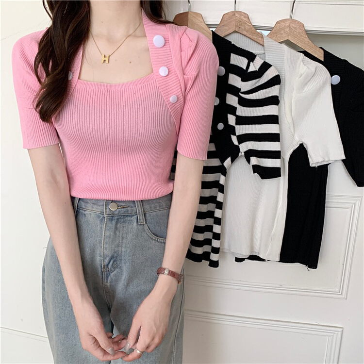 [f · P] short sleeved slim fitting high-grade sense sweater a483# HBx