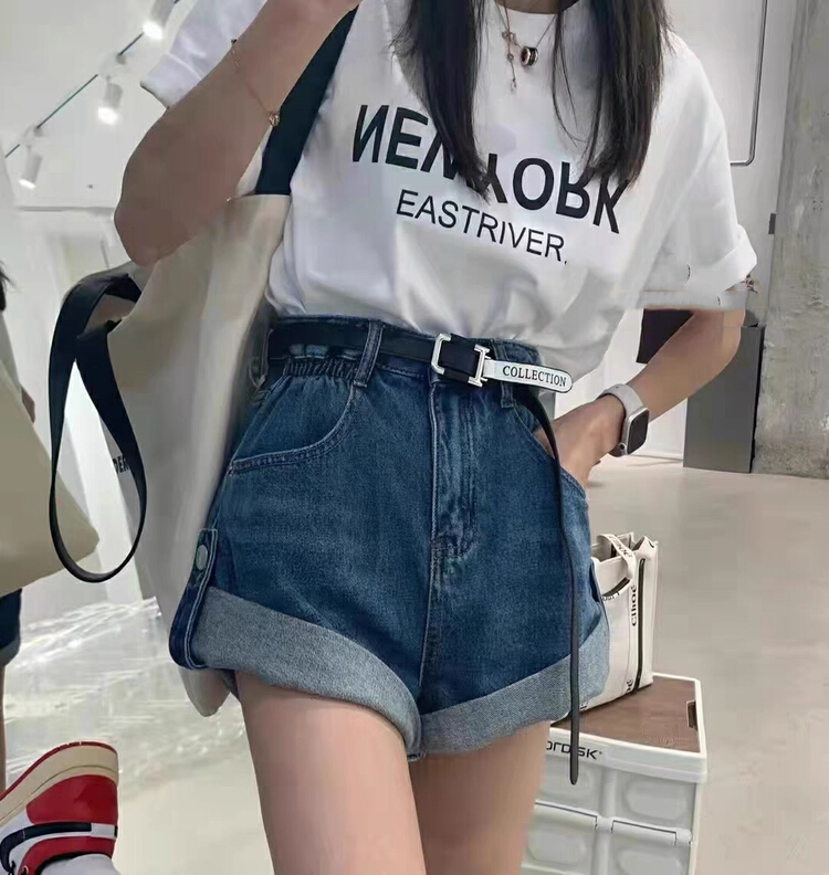 [jun.t] Korean slim high waist jeans (with belt) 5906# PCZ