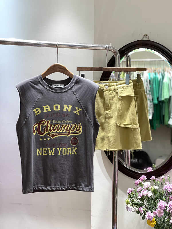 [trust me] letter printed loose short sleeve T-shirt 68330# ozq