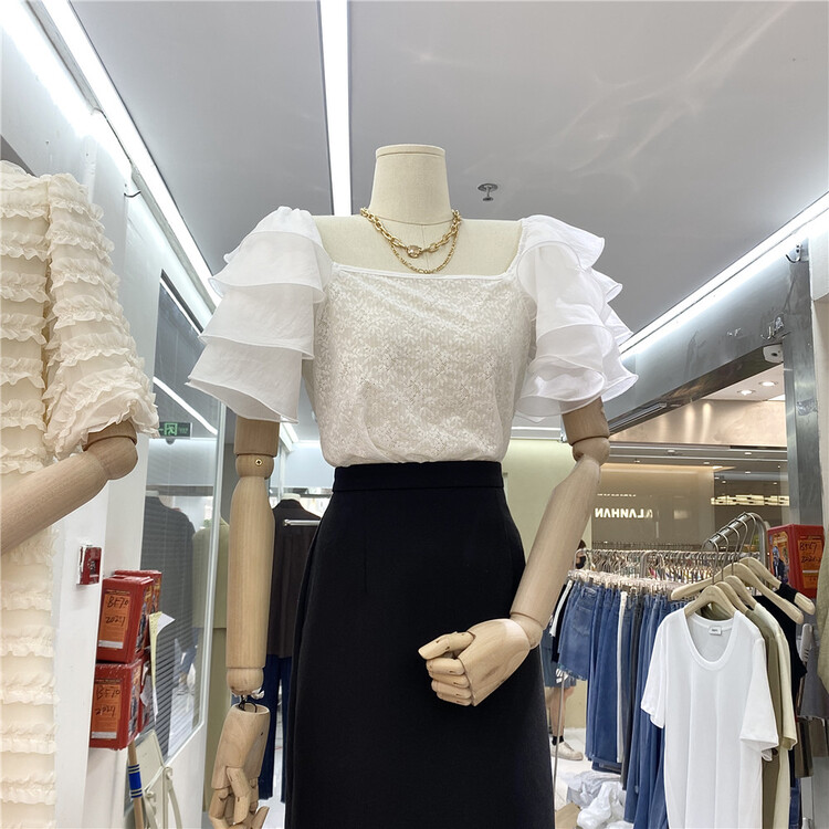 [MiuMiu] small fragrance temperament lotus leaf sleeved shirt (only selling small shirts) 5163# CSX