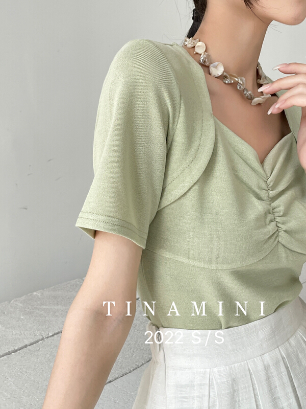New year in early spring! [Tina Mini] simple and versatile Square Neck Shirt m6618# hjy