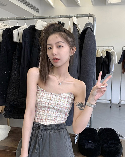 【SAVAGE】韓版辣妹小香風修身顯瘦抹胸背心/吊帶  E8181#  WPL