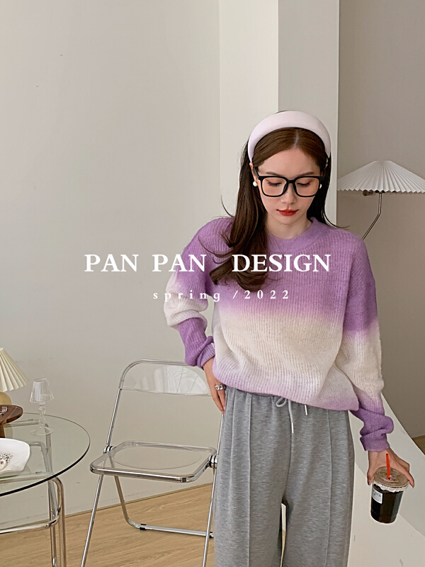 goods in stock! [Panpan] Korean version gradient Pullover warm sweater 4035-1# cqw