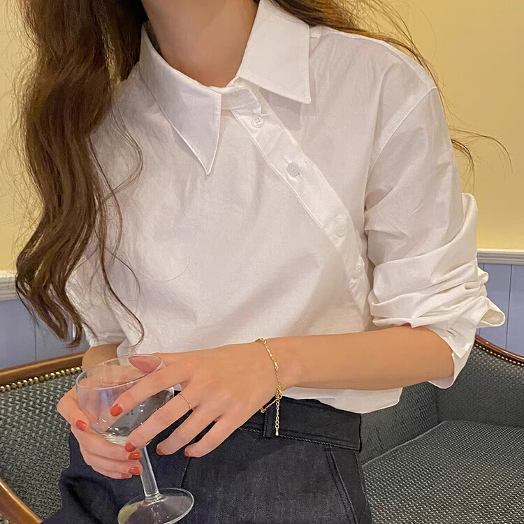 goods in stock! New year in early spring! [we are] minority diagonal button design shirt 10030# L
