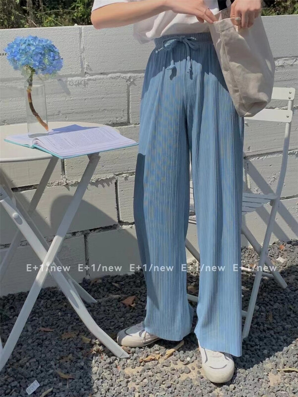 [e + 1] solid color loose pleated casual pants b221# ZSY