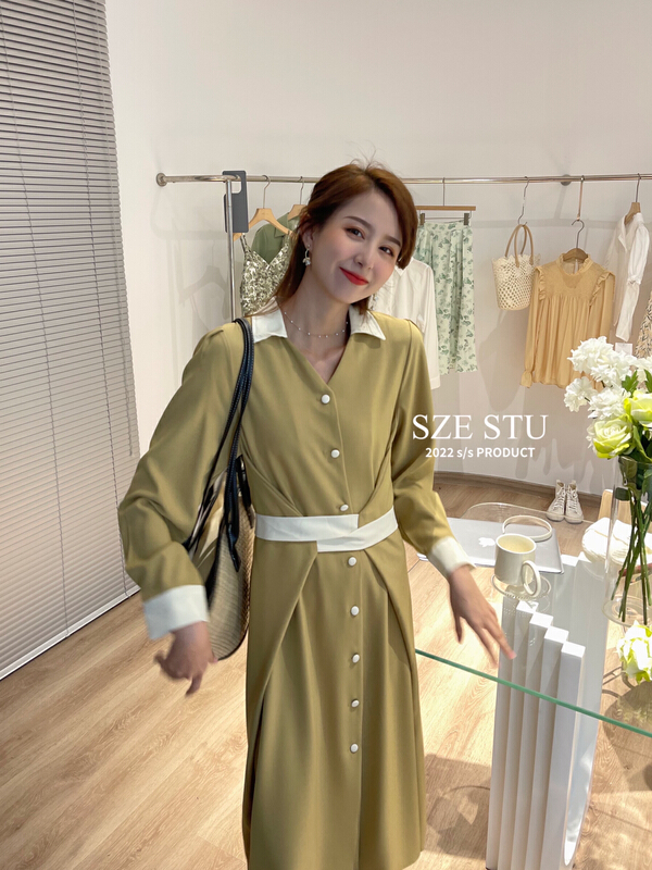 goods in stock! New year in early spring! [Sze] contrast color versatile fashion dress 90380# zxx