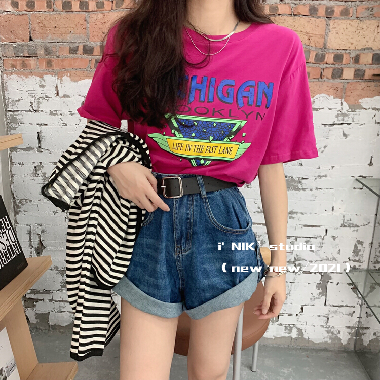 New year in early spring! [Naikan Nik] Korean matte letter short sleeve T-shirt 8167# jhy