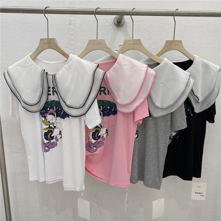 [Yi Ge Li] lady doll neck cartoon printed blouse 1223# WPL