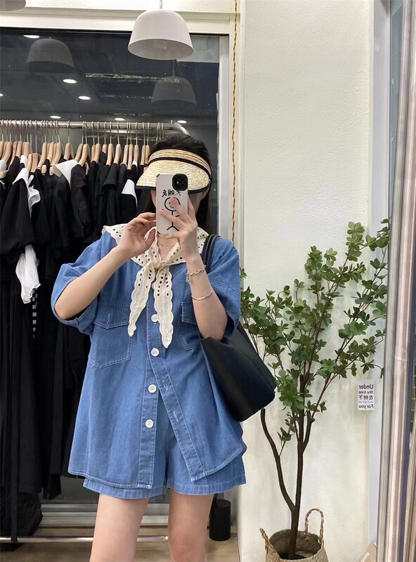 [Tian MI] Korean net version versatile denim shirt 9977# L