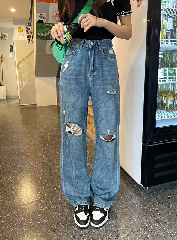 [Mi & Co Wu] fashion skinny jeans with holes c2153# hjy