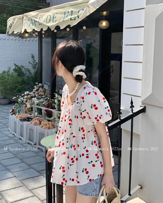 [neeko] Vintage French floral Square Neck Shirt 3596# JJ