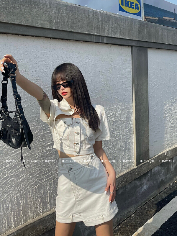 Original price 168.99! [inseven] Spice Girl careful machine coat + design Hip Wrap high waist skirt set 26309# ozq