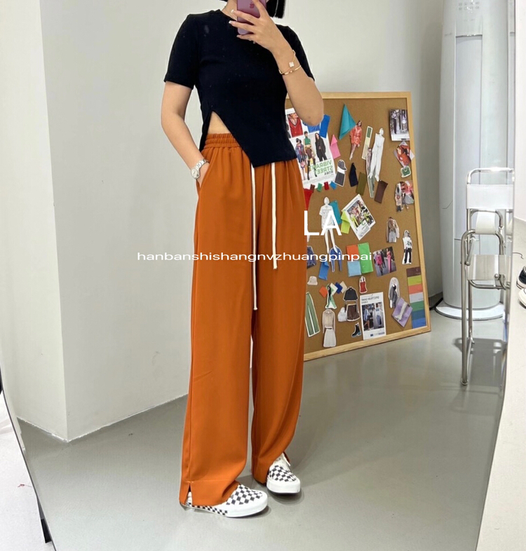 [laqssy] loose and slim, straight tube, vertical and split casual pants 6552# zyh